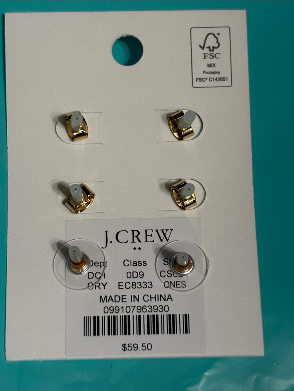 NWT J.Crew Gold & Blue Hanukkah Earring Trio - Picture 6 of 8